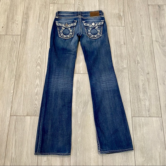 Big Star Liv Boot Cut Jeans Thick Stitching Embroidered Pocket Medium Wash Sz 25 - Picture 3 of 14